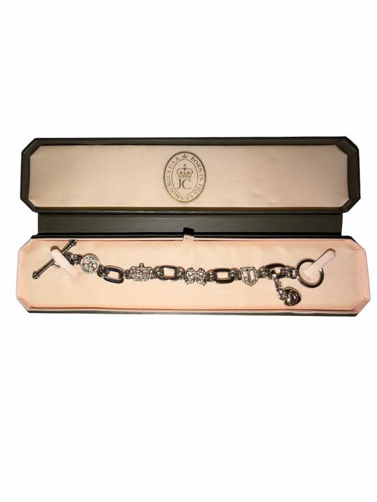 Juicy Couture Jewelry - Vintage Juicy Couture Silver Crystal Charm Bracelet with Heart and Logo Charm